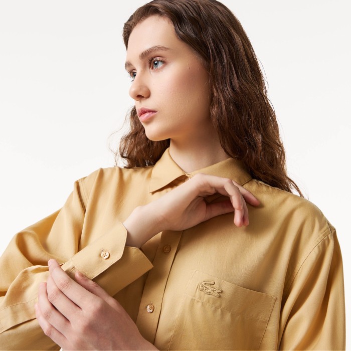 рубашка женская рубашка lacoste с нагрудным карманом - качественный продукт вид сбоку
