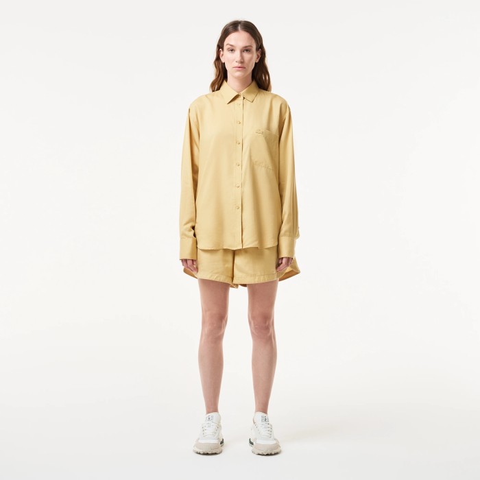 рубашка женская рубашка lacoste с нагрудным карманом для взрослого возраста с изнаночной стороны