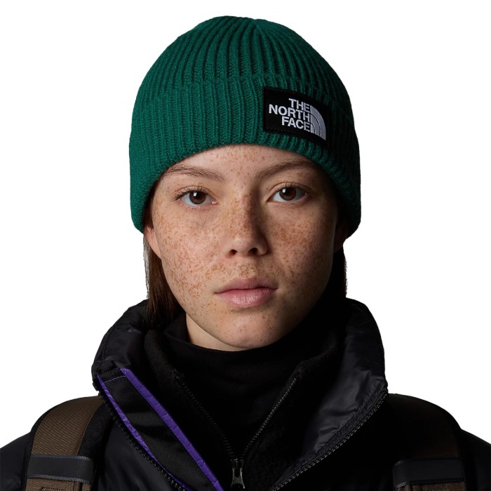 шапка logo box cuffed beanie от бренда the north face вид слева