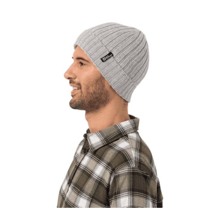 шапка rib knit beanie от бренда jack wolfskin вид слева