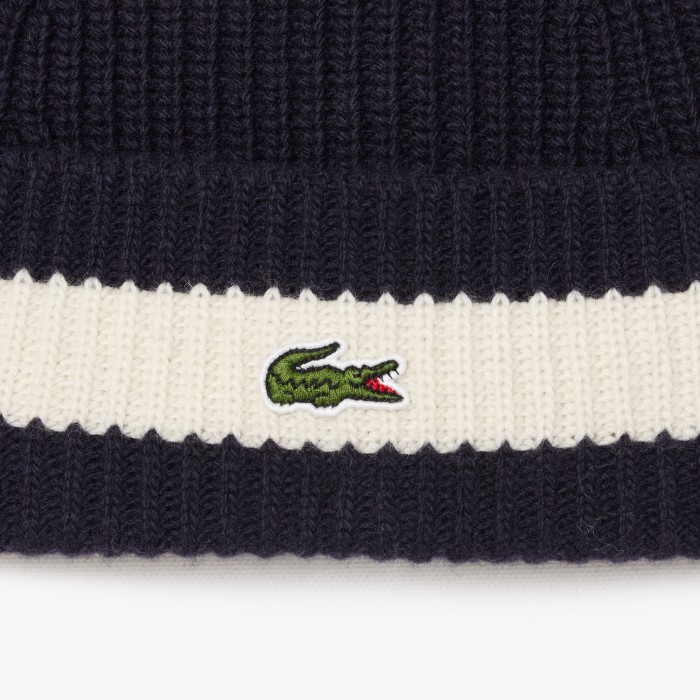 шапка вязаная шапка-бини lacoste из шерсти от бренда lacoste вид слева