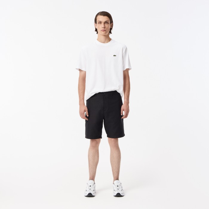 шорты мужские шорты lacoste из смеси хлопка и льна FH0529031 фотография