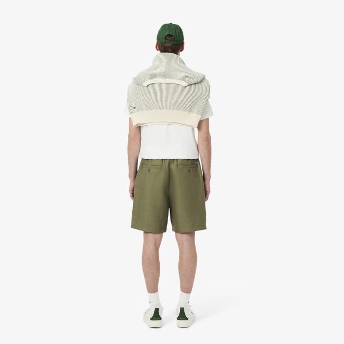 шорты мужские шорты lacoste из смеси льна и вискозы от бренда lacoste вид слева
