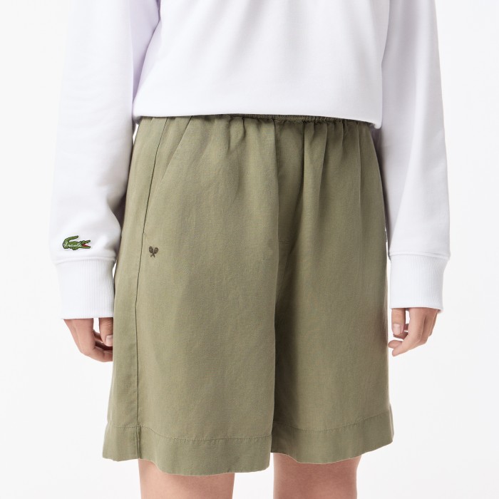 шорты женские шорты lacoste из смеси льна - качественный продукт вид сбоку
