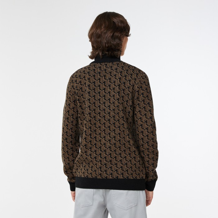 свитер contrast collar monogram от бренда lacoste вид слева