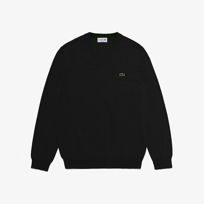 свитер мужской хлопковой свитер lacoste с v-образным вырезом - качественный продукт вид сбоку