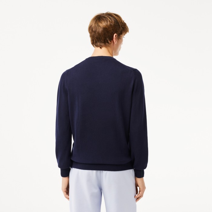 свитер мужской хлопковой свитер lacoste с v-образным вырезом от бренда lacoste вид слева