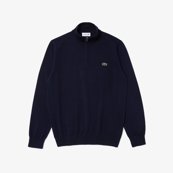 свитер мужской хлопковый свитер lacoste на молнии с высоким воротом - качественный продукт вид сбоку