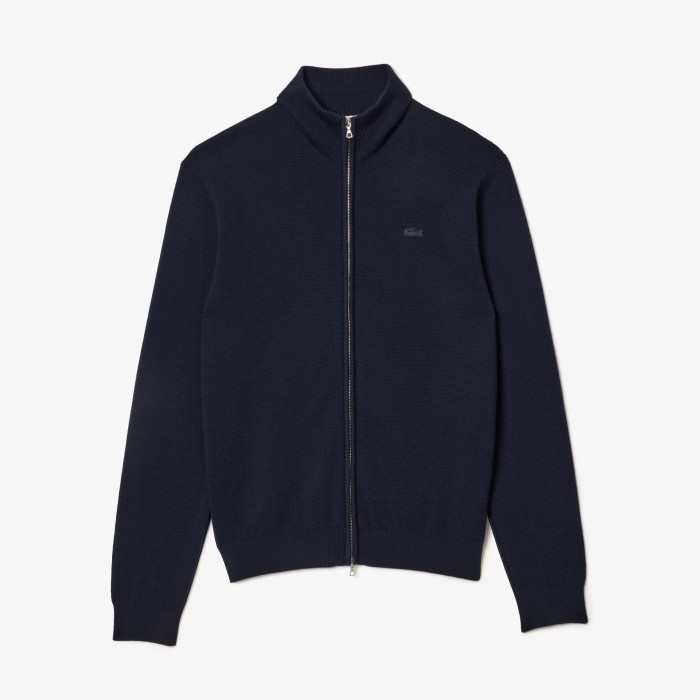свитер мужской шерстяной свитер lacoste на молнии из трикотажа спереди