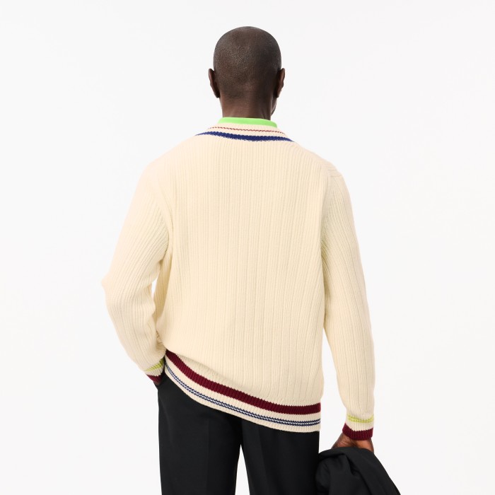 свитер мужской свитер lacoste из кардочесаной шерсти от бренда lacoste вид слева
