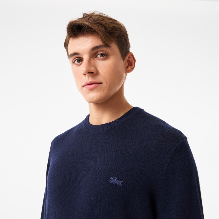 свитер мужской свитер lacoste из шерсти мериноса - качественный продукт вид сбоку
