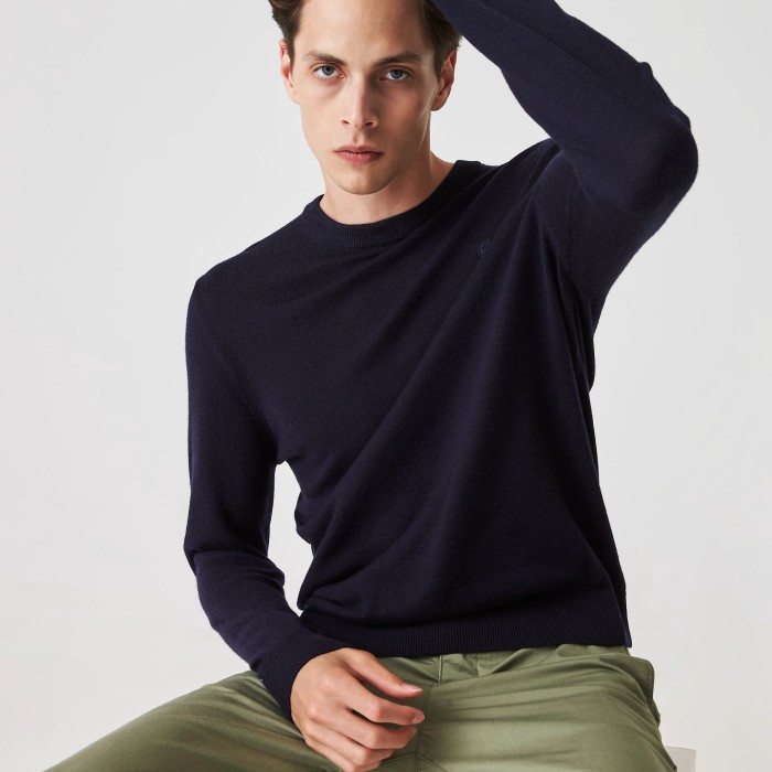 свитер мужской свитер lacoste из шерсти мериноса для взрослого возраста с изнаночной стороны