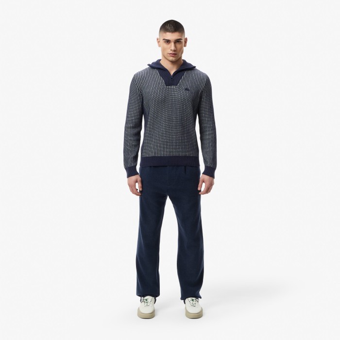 свитер мужской свитер lacoste с высоким воротом на молнии классического кроя - качественный продукт вид сбоку