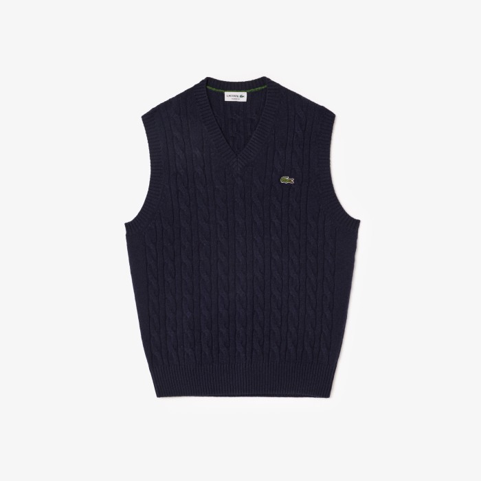 свитер мужской жилет lacoste из овечьей шерсти без рукавов - качественный продукт вид сбоку