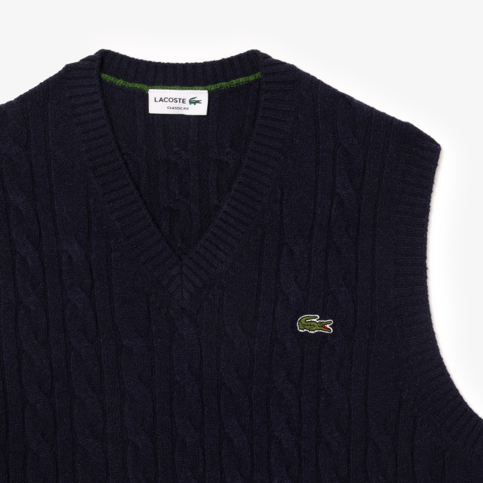 свитер мужской жилет lacoste из овечьей шерсти без рукавов универсального стиля с лицевой стороны