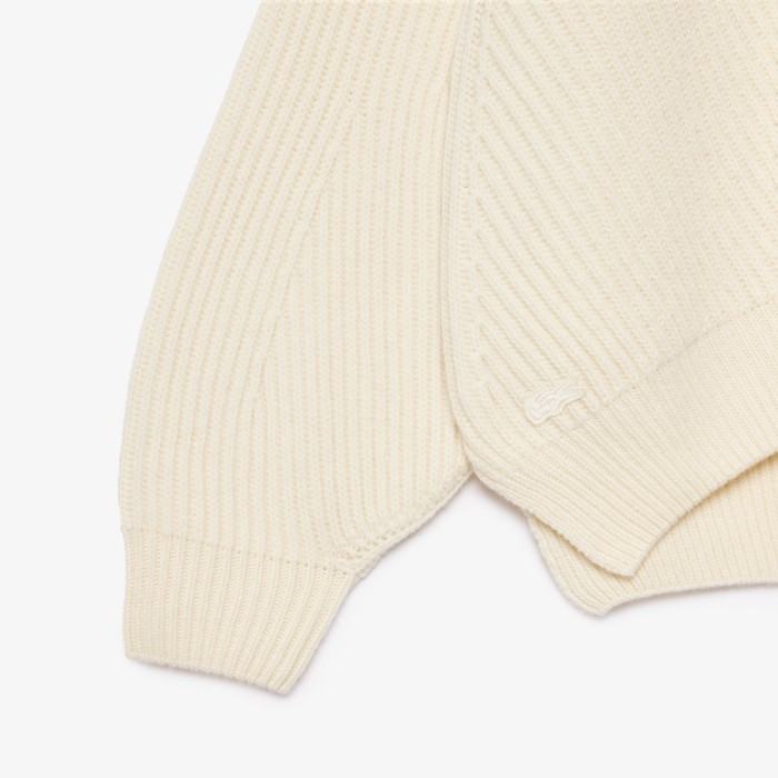 свитер женский шерстяной свитер lacoste на молнии из джинсы и джинскота спереди