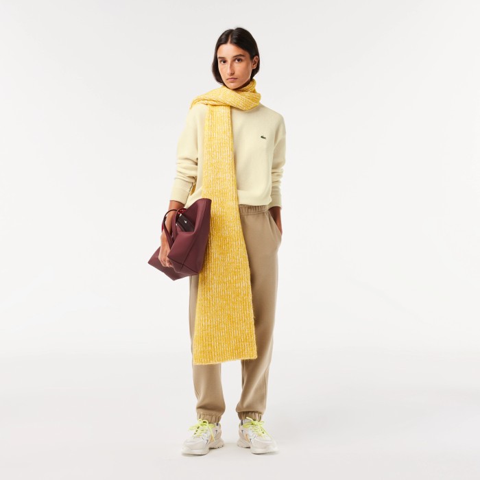 свитер женский шерстяной свитер lacoste с круглым вырезом из джинсы и джинскота спереди
