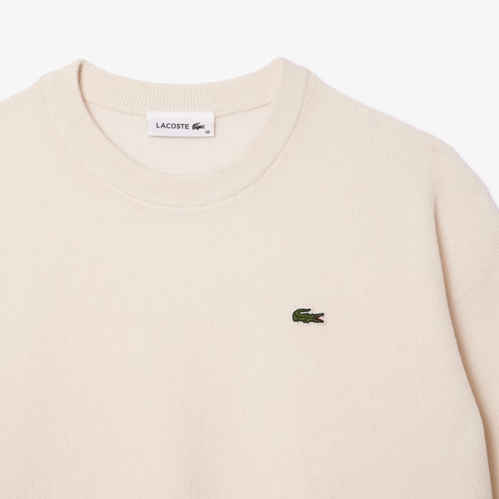 свитер женский шерстяной свитер lacoste с круглым вырезом для взрослого возраста с изнаночной стороны