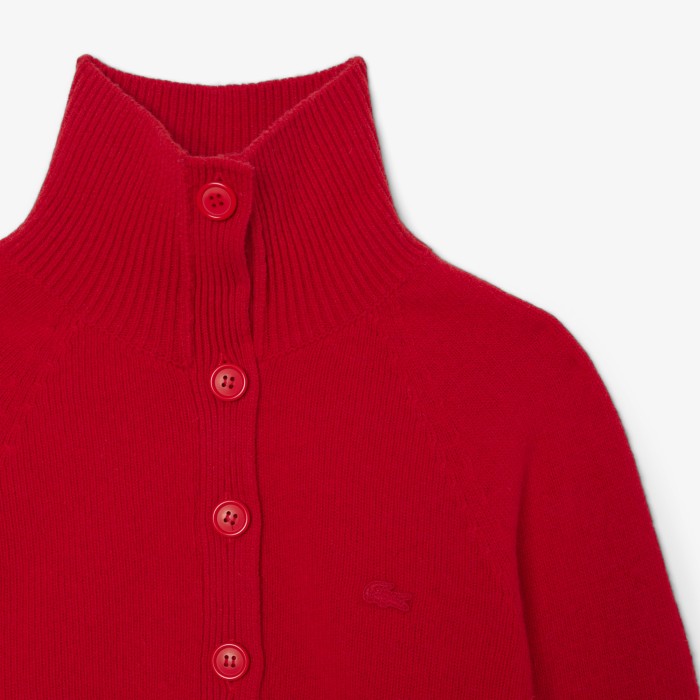свитер женский шерстяной свитер lacoste с высоким воротником из джинсы и джинскота спереди
