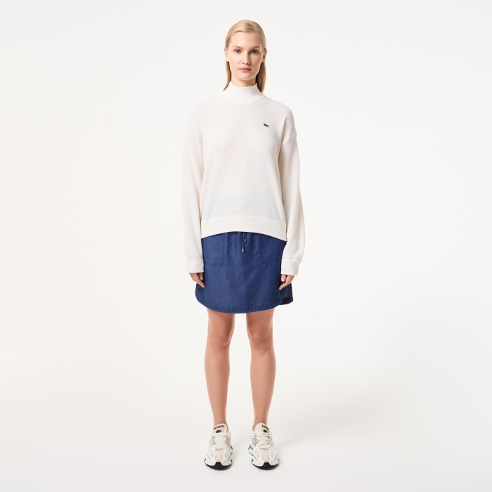 свитер женский шерстяной свитер lacoste с высоким воротом - качественный продукт вид сбоку