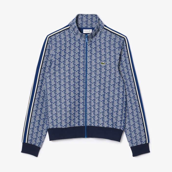 толстовка мужская жаккардовая толстовка lacoste paris с монограммой - качественный продукт вид сбоку