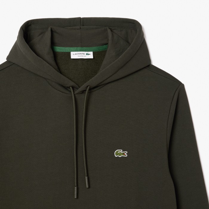 толстовка мужское худи lacoste классического кроя с флисом - качественный продукт вид сбоку