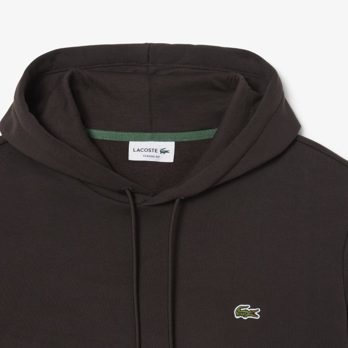 толстовка мужское худи lacoste классического кроя с флисом - качественный продукт вид сбоку