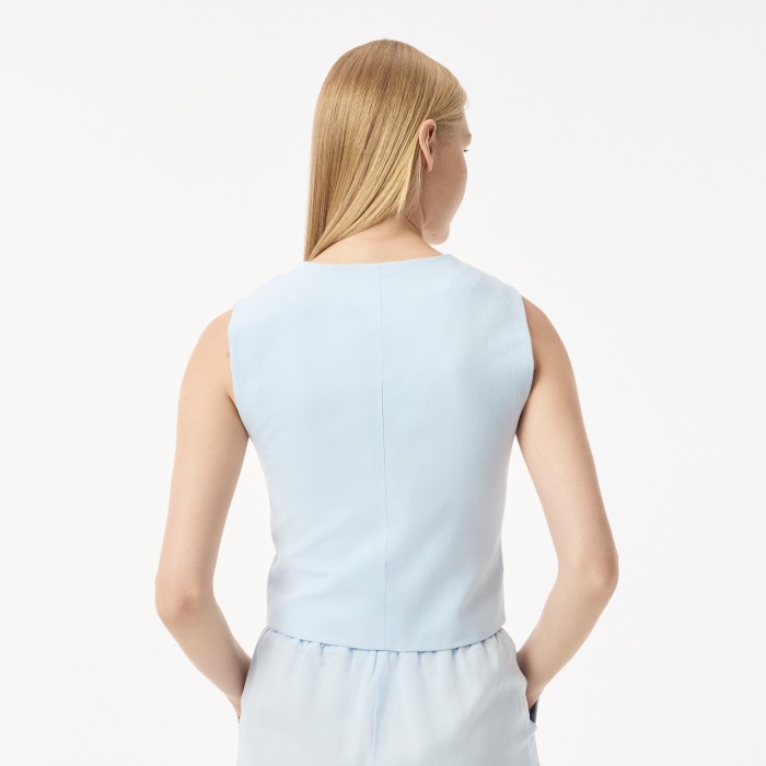жилетка женская облегающая жилетка lacoste из смеси льна от бренда lacoste вид слева