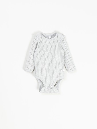 боди с длинным рукавом "жемчуг" из ажурного хлопка 0+ фотография