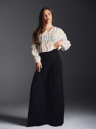 брюки с защипами "обсидиан" женские фотография