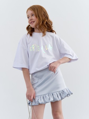 футболка оверсайз "белая" с принтом 7+ - одежда, обувь и аксессуары для школьников недорогие 