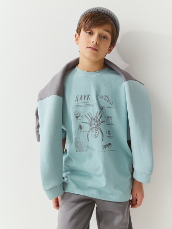 футболка оверсайз "турмалин" с принтом 7+ - детская одежда для школьников 