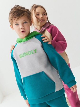 худи колор блок "изумруд" утепленное - детские толстовки и свитшоты bungly 