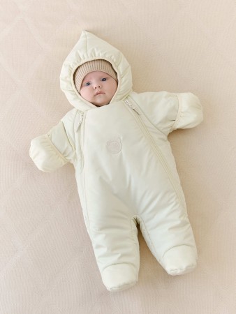 комбинезон зимний с закрытой ножкой "айвори" 0+ - комбинезоны для новорожденных
