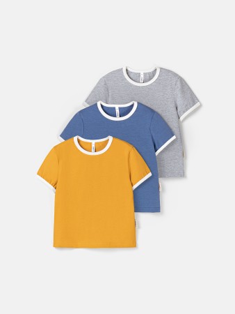 комплект футболок "мёд/деним/серый меланж" 3 шт - одежда, обувь и аксессуары для дошкольников серые 