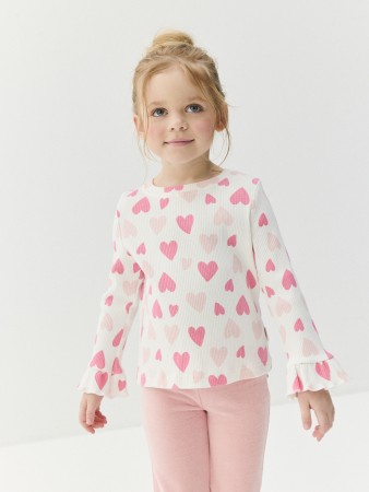 лонгслив "розовые сердечки" - одежда для дошкольников розовая 