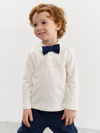 лонгслив с воротником поло "экрю" 0+ - футболки и поло для малышей экрю 