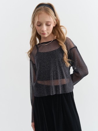 лонгслив сетка + топ "уголь" 7+ - лонгсливы для школьников