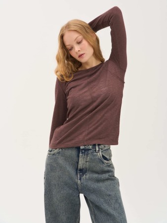 лонгслив slim fit "шоколад" женский - одежда, обувь и аксессуары для всех возрастов зауженная 