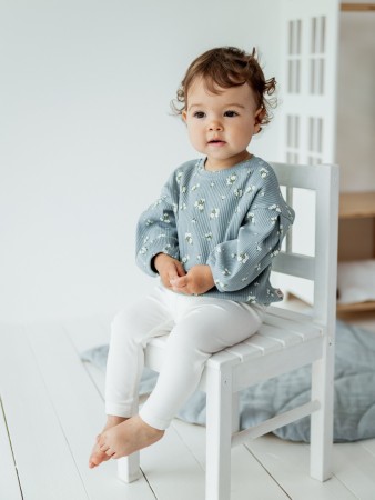 лонгслив в рубчик "незабудки" с объемными рукавами 0+ - одежда, обувь и аксессуары для малышей российские 