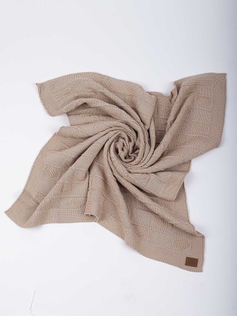 плед вязаный хлопковый "нюд" 0+ - товары для дома