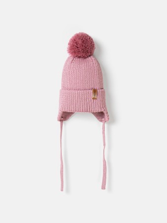 шапка из смесовой шерсти "пудра" на завязках - детские головные уборы для дошкольников 