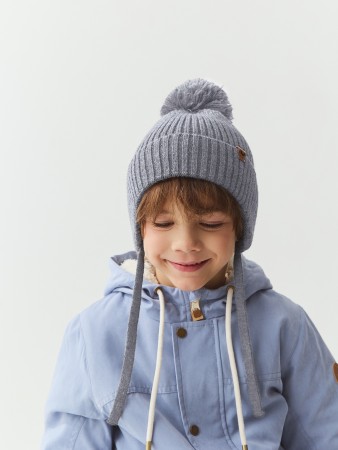 шапка из смесовой шерсти "жемчуг" на завязках - детские головные уборы для дошкольников 