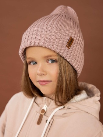 шапка свечка из смесовой шерсти однослойная "пудра" - детские шапки для малышей 