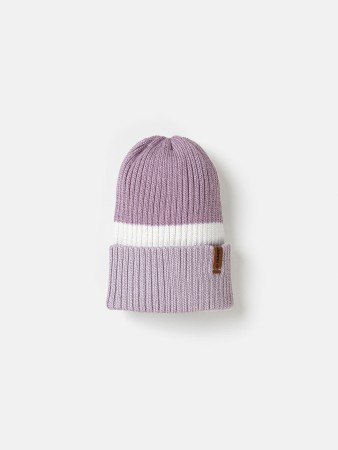 шапка тыква из смесовой шерсти однослойная колор блок "вереск" фотография