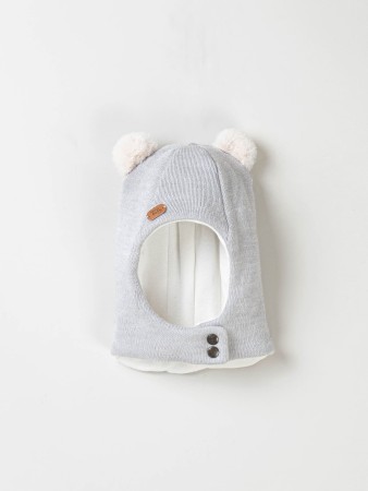 шлем зимний из смесовой шерсти "серебро" на кнопках 0+ - детская одежда, обувь и аксессуары для всех возрастов на кнопках 