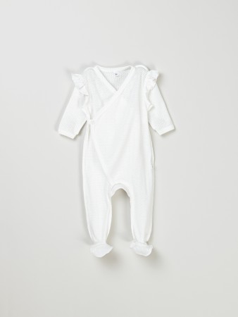 слип на кнопках с крылышками "молоко" из ажурного хлопка 0+ - комбинезоны и ромперы для новорожденных молочные 