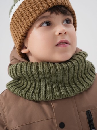 снуд из смесовой шерсти "полынь" вертикальная вязка - детские аксессуары