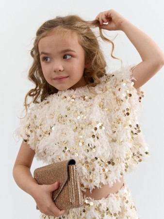 топ с перьями "крем-брюле" - топы и майки для новорожденных