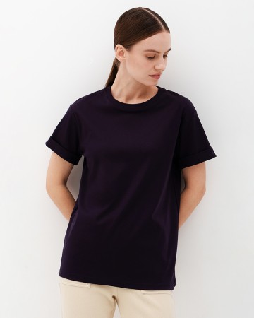 футболка бойфренд relaxed fit из мерсеризованного хлопка - женская одежда синяя 